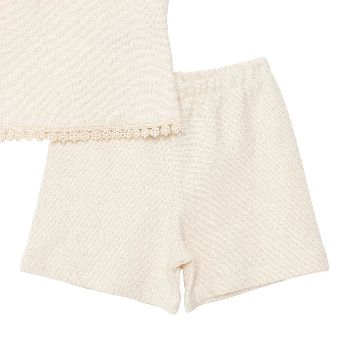HelloBaby Girls Blouse & Shorts Set Pastel Dreams Crew Neck Short Length Sleeveless - Ecru
