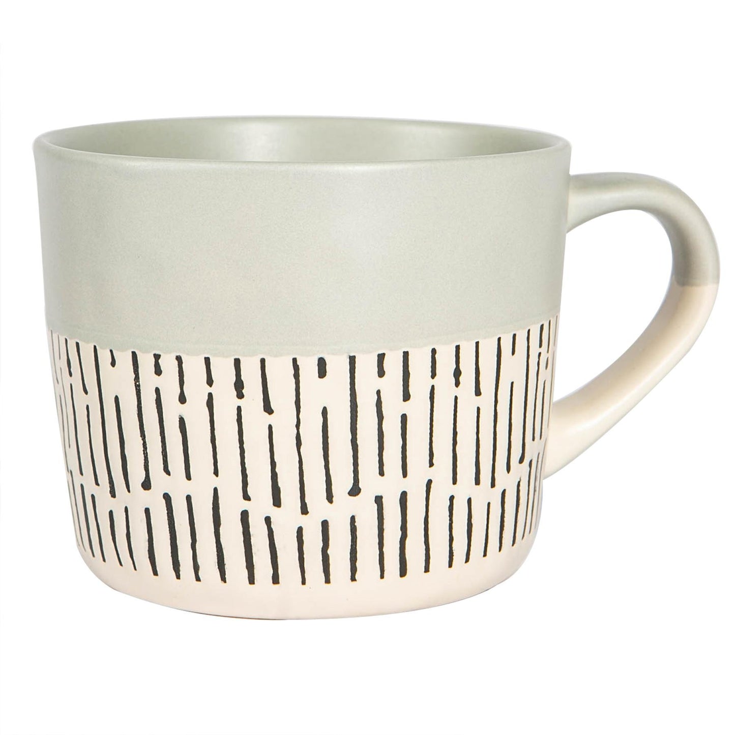 450ml Grey Colour Block Dash Stoneware Coffee Mugs - Pack of Six