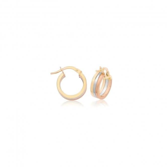 9ct Tri-Color Gold Hoop Earrings ER1215