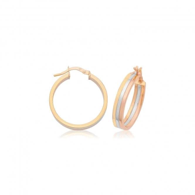 9ct Tri-Color Gold Hoop Earrings ER1215