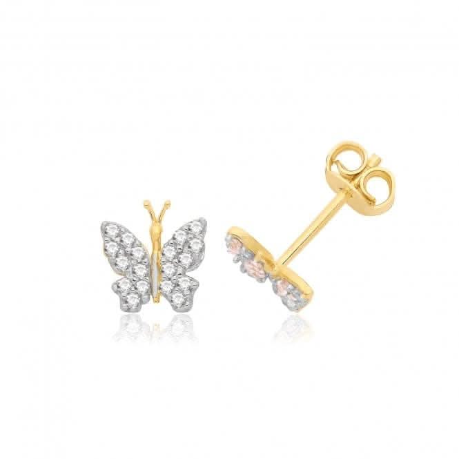 9CT Gold Butterfly Stud Earrings ES1001