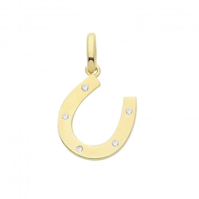 9ct Gold 5 Zirconia Set Horseshoe Pendant PN1256