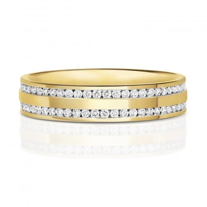 Wedding Band  9ct Gold Diamond Wedding 2 Row Full Set 4.5mm Ring RD735