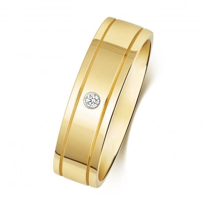 Wedding Band 9ct Gold Diamond Wedding With Grooves 5.5mm Ring RD732