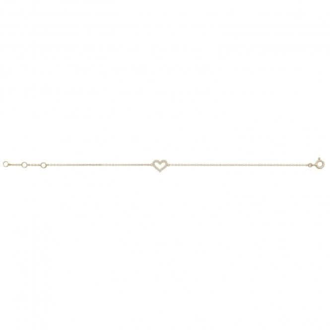 9ct Gold Heart Bracelet with Zirconia Accents