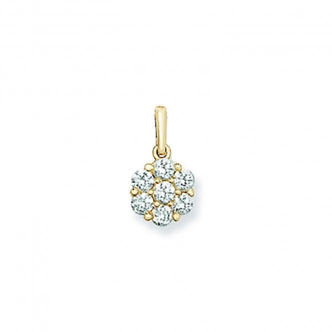 9ct Gold Round Zirconia Claw Set Pendant PN1249