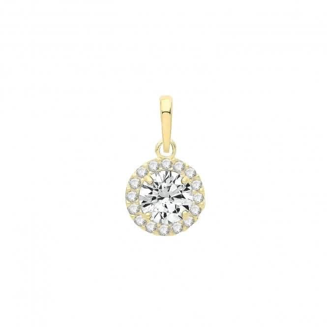 9ct Gold Round Zirconia Cluster Pendant PN1241