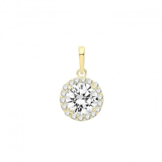 9ct Gold Round Zirconia Cluster Pendant PN1242
