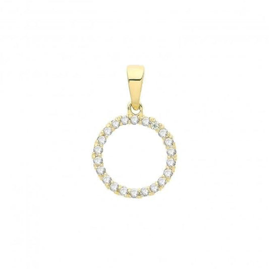 9ct Gold Zirconia Circle Pendant PN1257