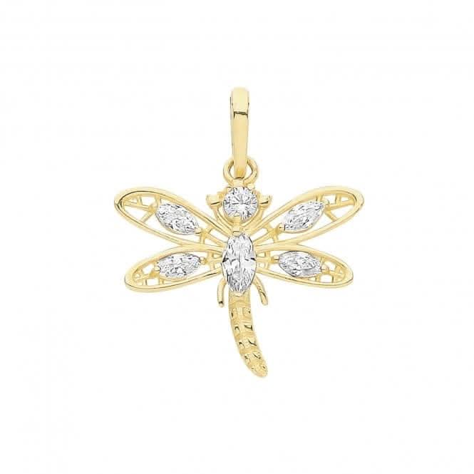 9ct Gold Zirconia Dragonfly Pendant PN1270