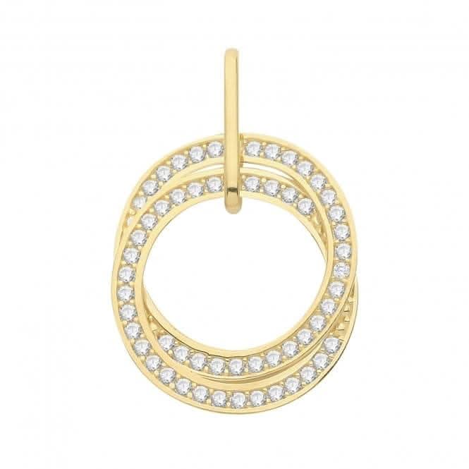 9ct Gold Zirconia Entwined Circles Pendant PN1258
