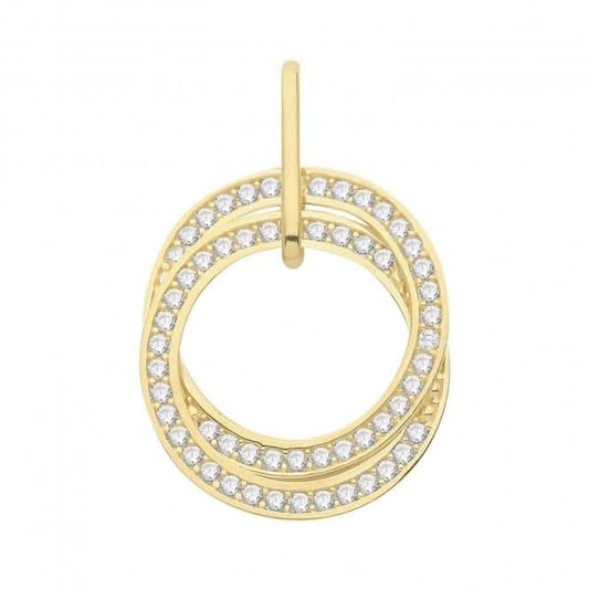 9ct Gold Zirconia Entwined Circles Pendant PN1258