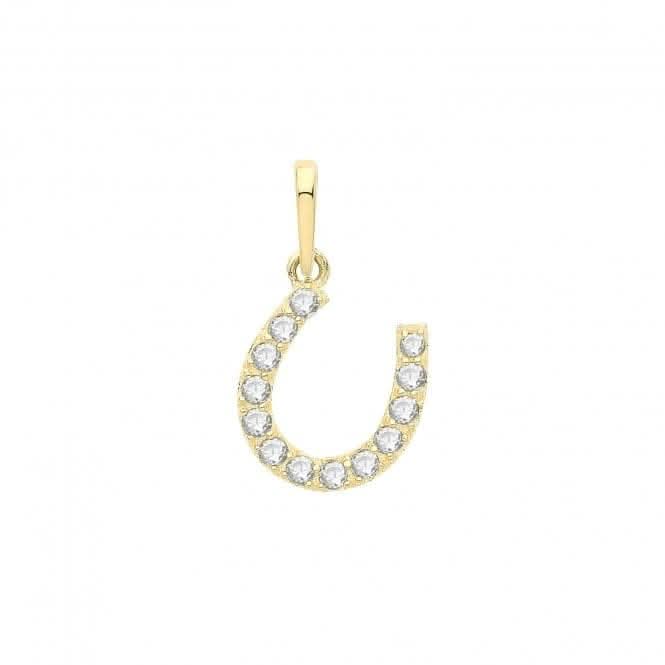 9ct Gold Zirconia Horseshoe Pendant PN1255