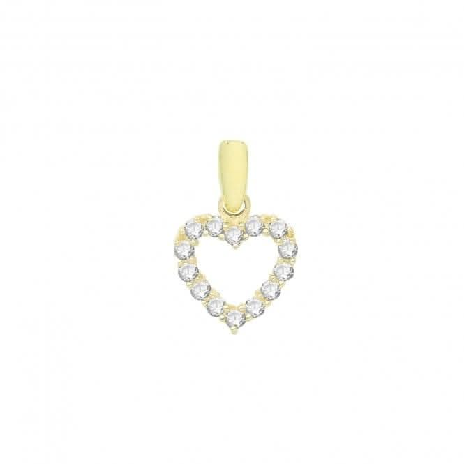 9ct Gold Zirconia Open Heart Pendant PN1252