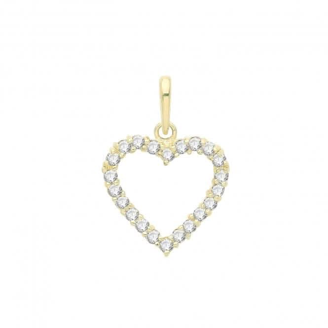 9ct Gold Zirconia Open Heart Pendant PN1253
