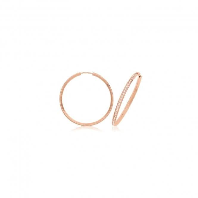 9CT Rose Gold Thin Zirconia Hoop Earrings ER1212R