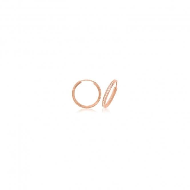 9CT Rose Gold Thin Zirconia Hoop Earrings ER1212R