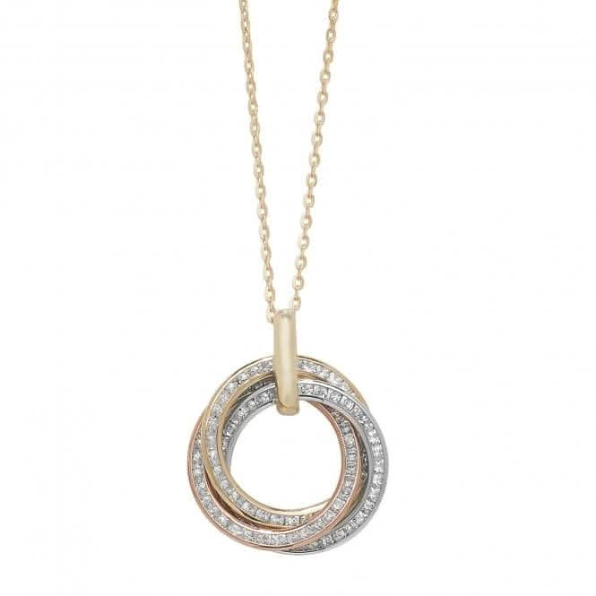 9ct Tri Col Gold Ladies Necklet NK078