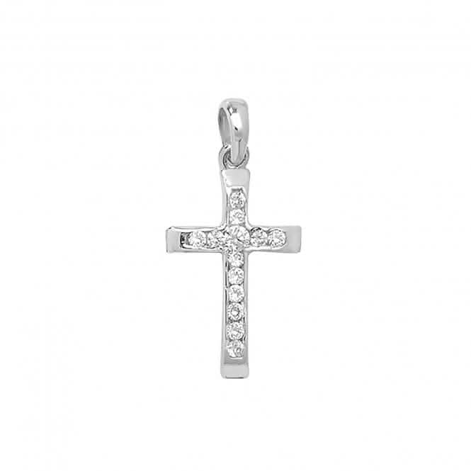 9ct White Gold Cross Zirconia Pendant PN090W