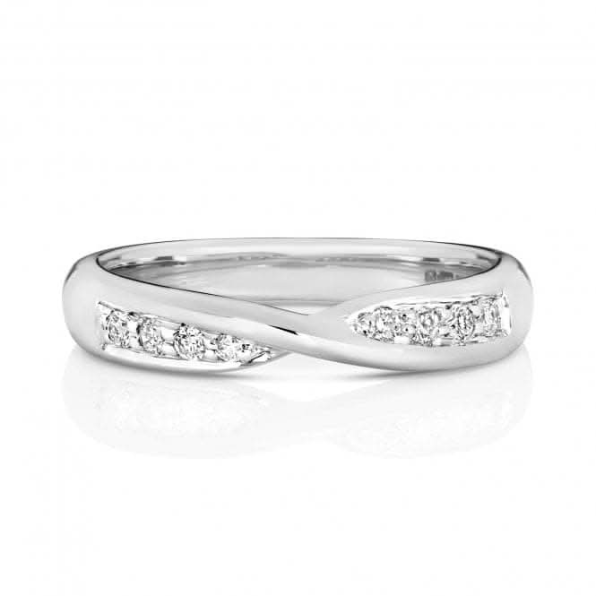 Wedding Band 9ct White Gold Crossover Band Ring W242W/I