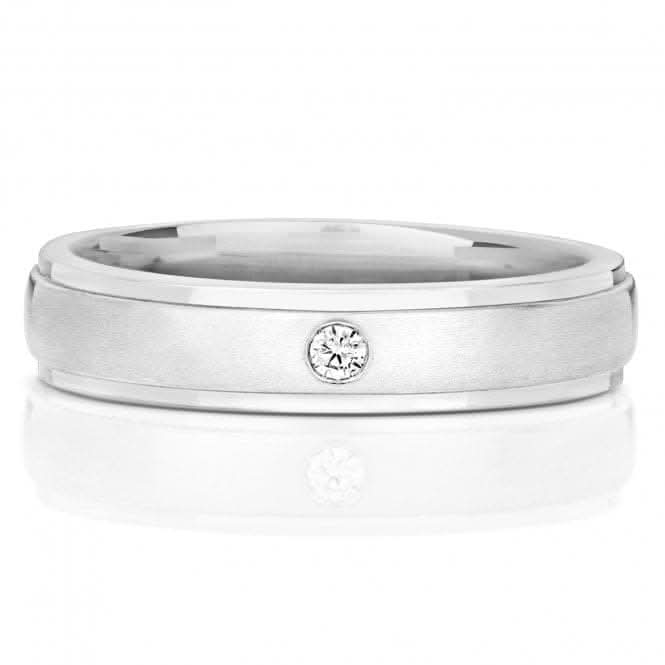 Wedding Band 9ct White Gold Diamond Wedding 1D Edge 5.0mm Ring RD702W