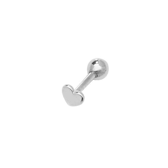 9ct White Gold Minimalist Heart 8.5mm Cartilage Stud ES901W