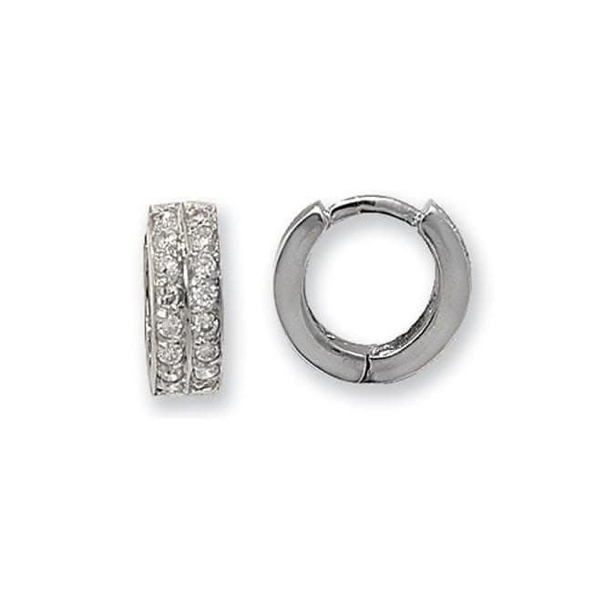 9ct White Gold Zirconia Hinged Earrings ER027W
