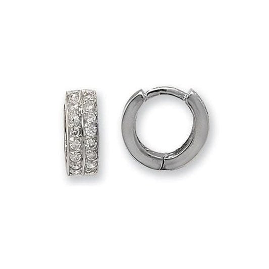 9ct White Gold Zirconia Hinged Earrings ER027W