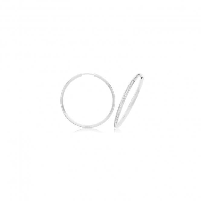 9ct White Gold Thin Zirconia Hoops