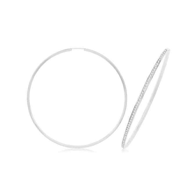 9ct White Gold Thin Zirconia Hoops