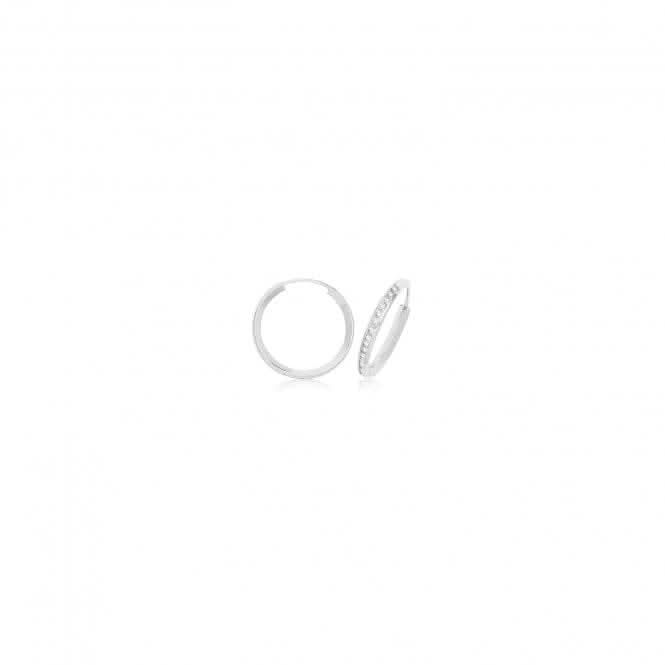 9ct White Gold Thin Zirconia Hoops
