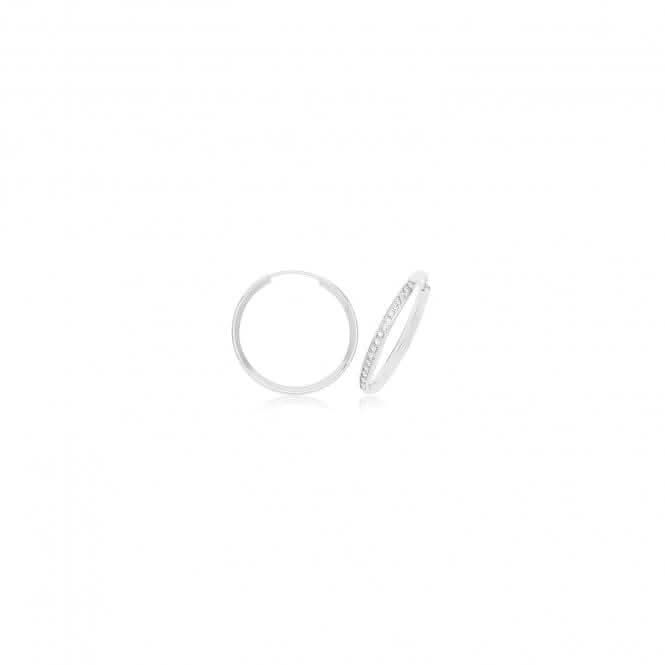 9ct White Gold Thin Zirconia Hoops
