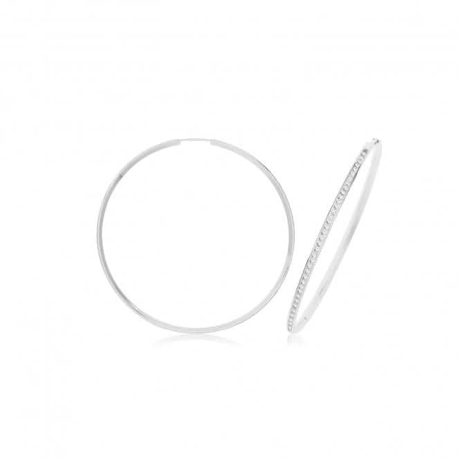 9ct White Gold Thin Zirconia Hoops