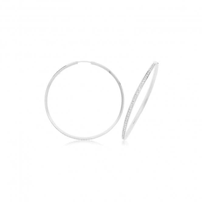 9ct White Gold Thin Zirconia Hoops