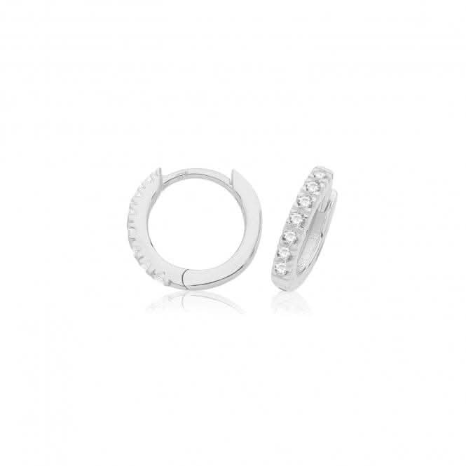9ct  White  Gold  Zirconia  Clicker  Hoops  ES1702W