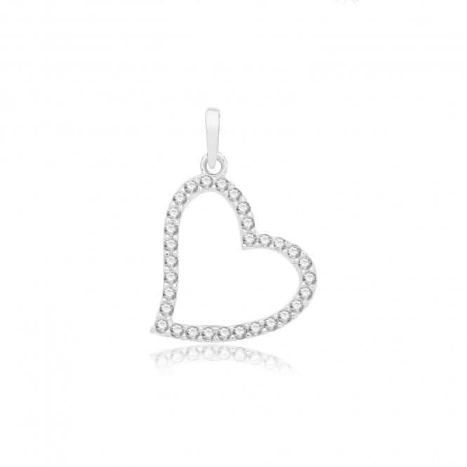9ct White Gold Zirconia Heart Pendant PN1311W