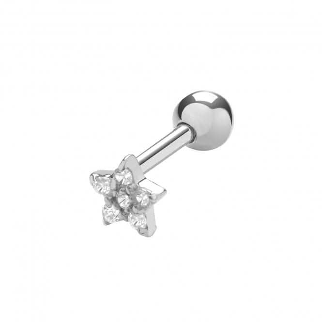 9ct White Gold Zirconia Star Cartilage 6mm Post Stud ES930W