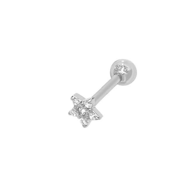 9ct White Gold Zirconia Star Cartilage 8.5mm Post Stud ES930WP