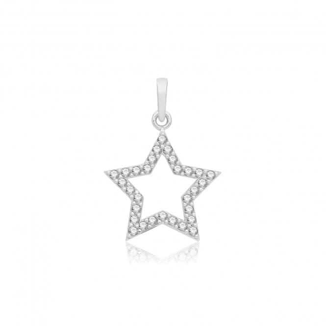 9ct White Gold Zirconia Star Pendant PN1312W
