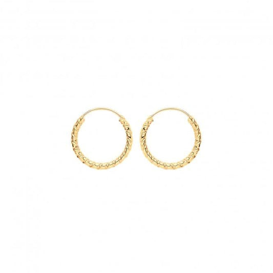 9ct Yellow Gold 11mm Twisted Sleepers ES180