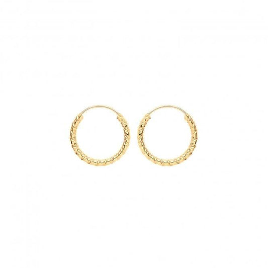 9ct Yellow Gold 11mm Twisted Sleepers ES180