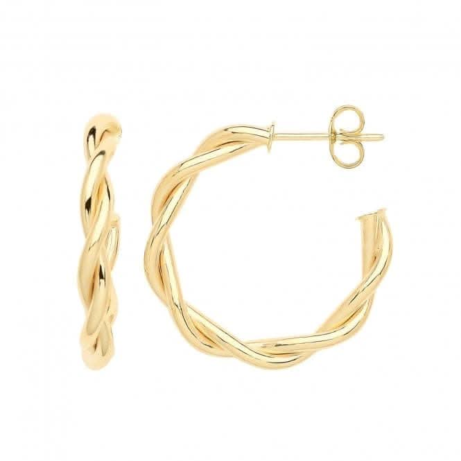 9ct Yellow Gold Twisted Hoops Earrings ER1193
