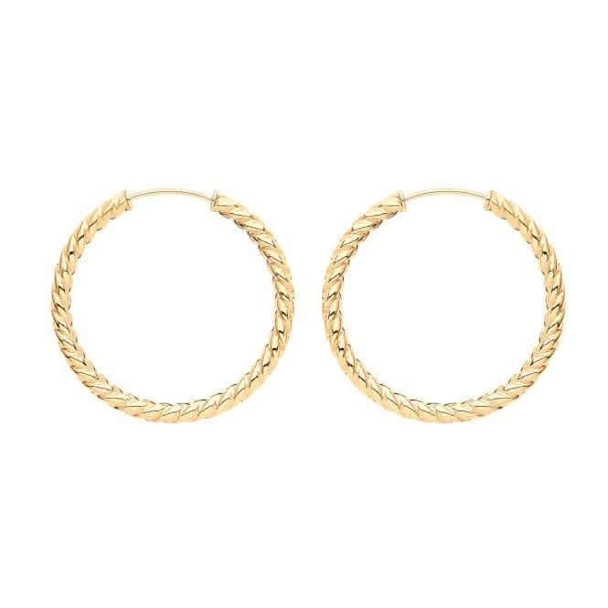 9ct  Yellow  Gold  21mm  Twisted  Sleepers  ES181