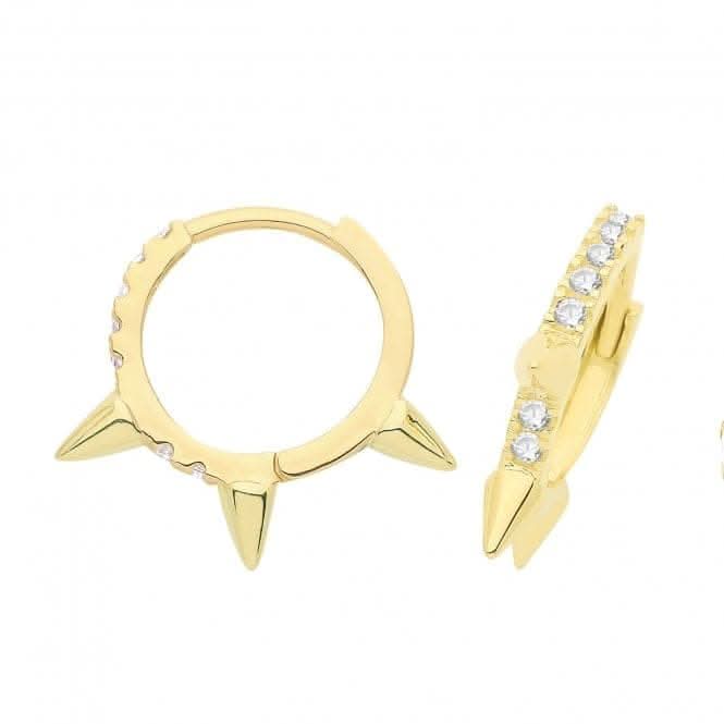 9ct Yellow Gold 3-Spike Zirconia Hinged Earrings ES1673