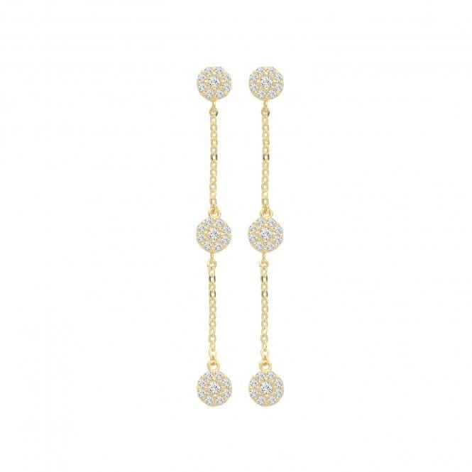9CT Yellow Gold Zirconia Circle Drop Earrings Set ER1159