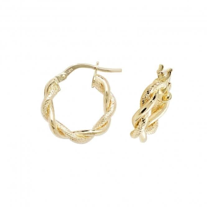 9ct Yellow Gold Diamond-Cut Hoop Earrings ER1045