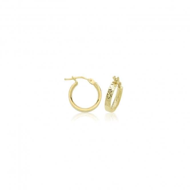 9ct Yellow Gold 30mm Diamond-Cut Hoop Earrings, ER1221