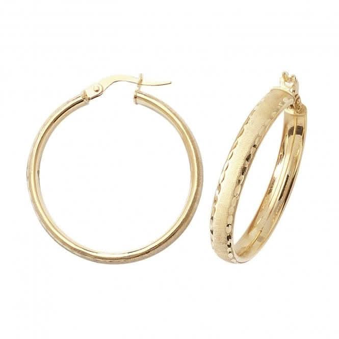 9ct Gold 30mm Diamond-Cut Hoop Earrings ER883