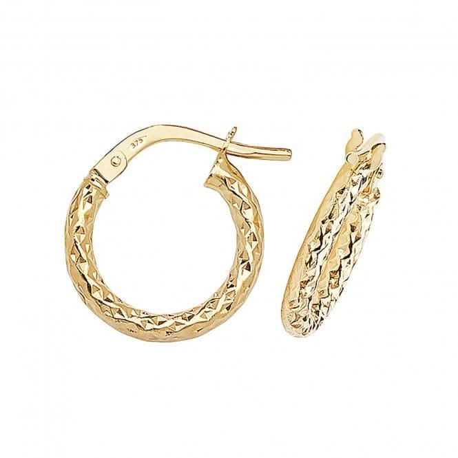 9ct Yellow Gold 30mm Diamond Cut Hoop Earrings ER951