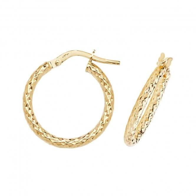9ct Yellow Gold 30mm Diamond Cut Hoop Earrings ER951